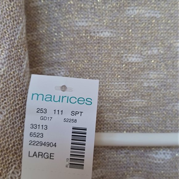 MAURICES Size L NWT lightweight sweater jacket gold threads - Picture 3 of 4